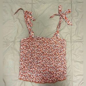 Abercrombie Floral Stretch Crop with Tie Straps